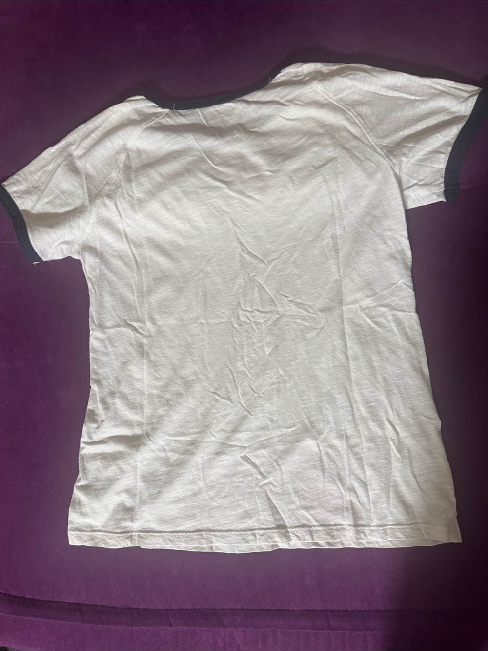 Champion White Tee with Navy Trim and Floral Logo - Picture 5 of 5